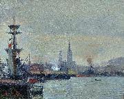 Joseph Delattre Le Port de Rouen painting